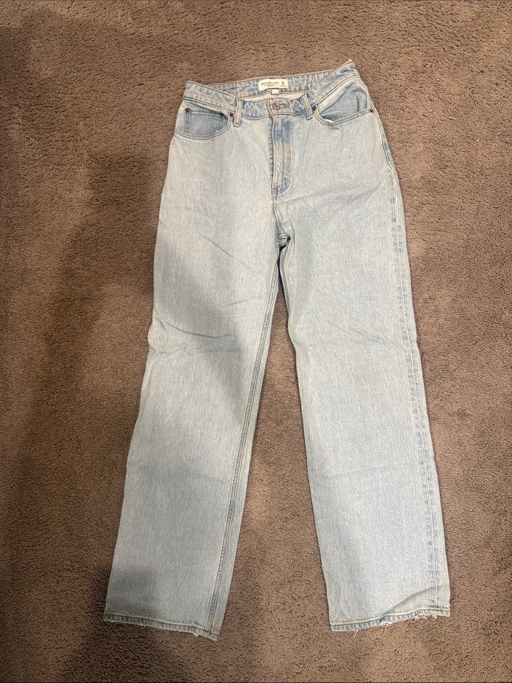 Abercrombie & Fitch Light Blue Curve Love Straight Leg Jeans
